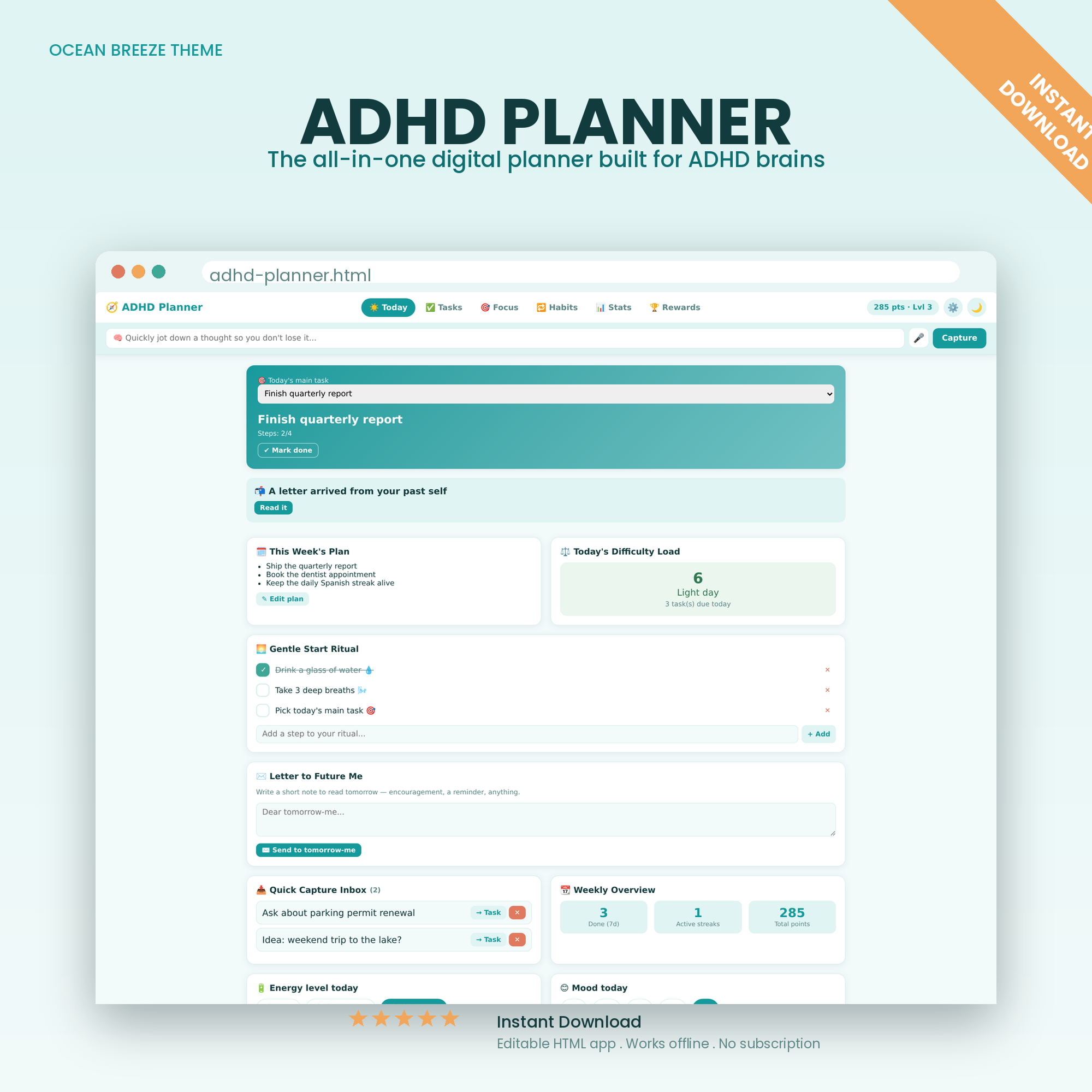 ADHD Planner dashboard screenshot