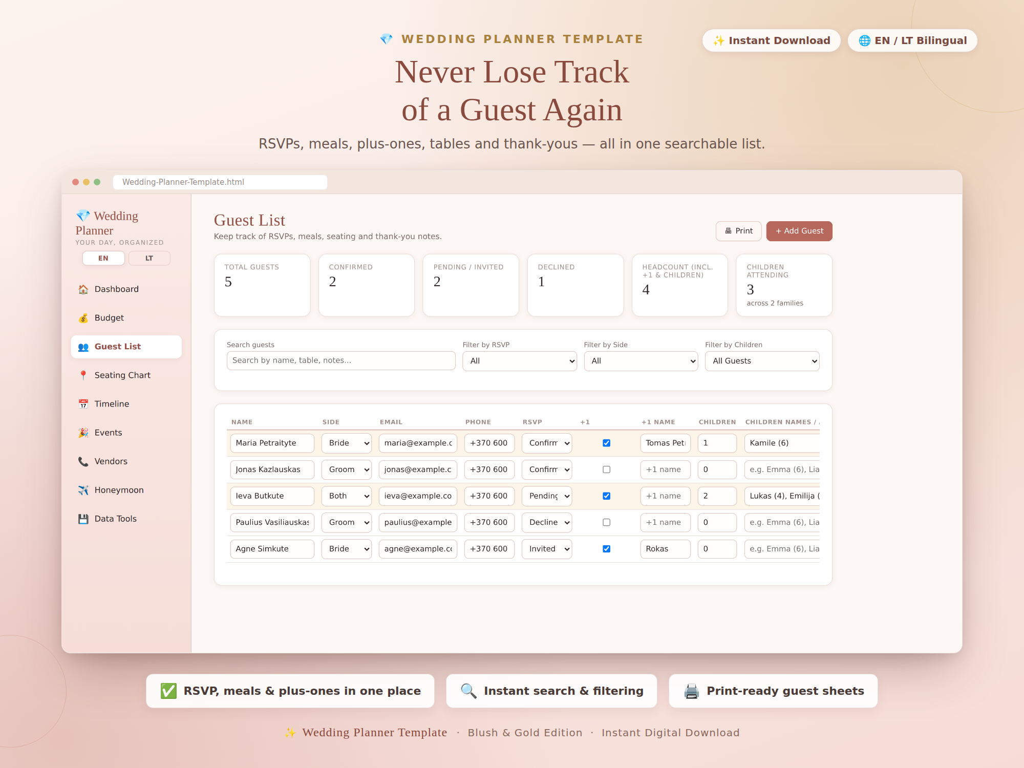 Guest list screen